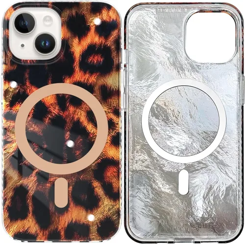 Vista 13 de SAKUULO Funda magnética para iPhone 11 Pro Max [Compatible con MagSafe] Patrón de Estampado de Leopardo Gris Claro Funda de Carga Inalámbrica