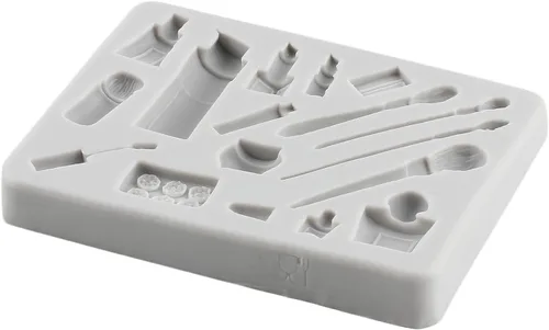 Vista 4 de Moldes de silicona con temática de maquillaje, moldes para fondant, para besos, labios, lápiz labial, perfume, pestañas, cepillo para decoración
