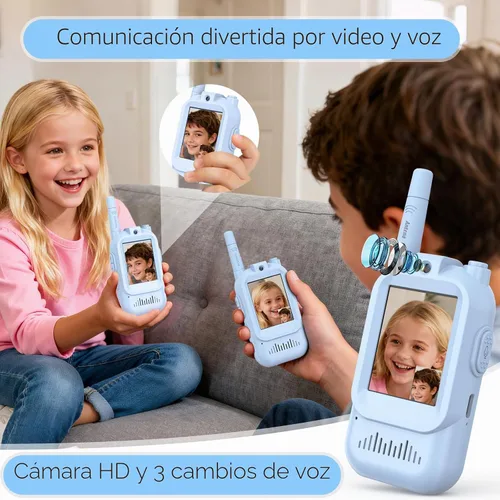 Vista 2 de Walkie Talkies para niños, paquete de 2, radios bidireccionales recargables de largo alcance, juguetes para niños y niñas de 3 a 5 años, aventura al