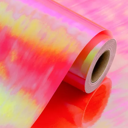 Vista 8 de Papel de regalo iridiscente metálico - 17 pulgadas x 33 pies - Patrón holográfico iridiscente rosa femenino para niñas, papel de regalo de hadas