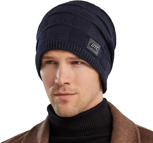 Vista 3 de Tillonetiy Mens Beanie Hat Winter Hat - Casual Knit Skull Hat Warm Thick Fleece Socks Hat Womens Beanie Hat