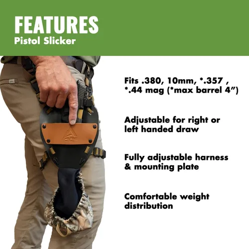 Vista 4 de Slicker Funda universal para pistola con opciones de montaje en el pecho y las piernas que ocultan y protegerán