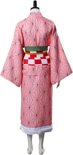 Vista 7 de Kamado Nezuko - Disfraz de anime Haori para mujeres y niñas con accesorios de bambú gratis