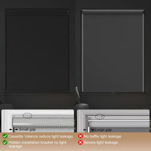 Vista 4 de Persianas enrollables opacas para ventanas, persianas enrollables inalámbricas con cenefa de cassette, persianas de ventana de jacquard a rayas