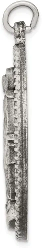 Vista 2 de Colgante de plata de ley 925 con diseño vintage de Virgen María antigua y reza por nosotros, medalla milagrosa, medalla de maría, 1.693in x 1.024in
