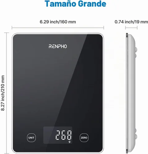 Vista 9 de RENPHO Báscula digital de cocina inteligente, báscula de peso de alimentos con calculadora nutricional, báscula de gramos para pérdida de peso, Negro