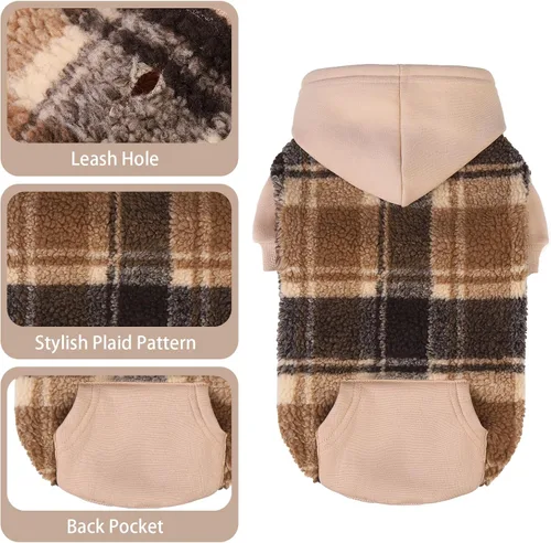 Vista 34 de PUPTECK Sudadera con Capucha para Perro Sudadera para Cachorro Suéter Cálido para Perro Ropa de Invierno Abrigos para Clima Frío para Perros Negro