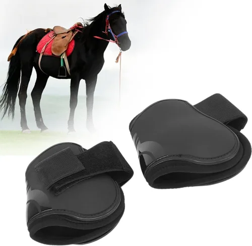 Vista 2 de Zerodis Botas de tendón de caballo, 4 unidades, botas protectoras de pezuña de caballo, ligeras, ajustables, botas de frente abierto, botas equinas