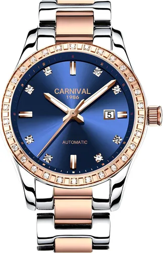 Vista 7 de LOREO Women's Automatic Watch Diamond-Accented Dress Watch for Women Self-Winding Mechanical Watch with Sapphire Crystal Stainless Steel Two-Tone