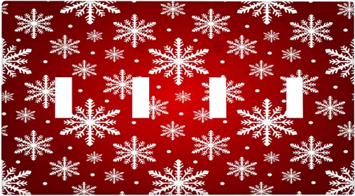 Vista 76 de Cubierta de interruptor de luz dúplex de 1 banda, cubierta decorativa de Navidad con copos de nieve rojos, placa frontal decorativa para cocina