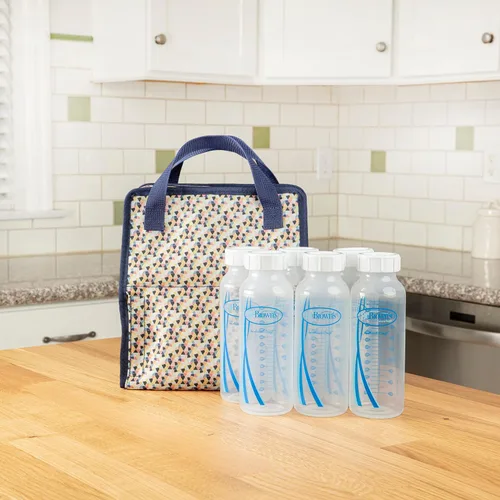 Vista 4 de Dr. Brown's Fold & Freeze - Bolsa enfriadora esencial para lactancia materna, 6 biberones para almacenamiento de leche, multicolor (paquete de 12)