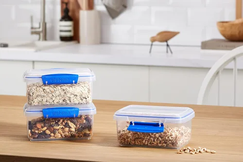 Vista 9 de Sistema KLIP IT Rectangular Collection Recipiente de almacenamiento de alimentos, 33.8 onzas/1.0 L, transparente/azul, 3