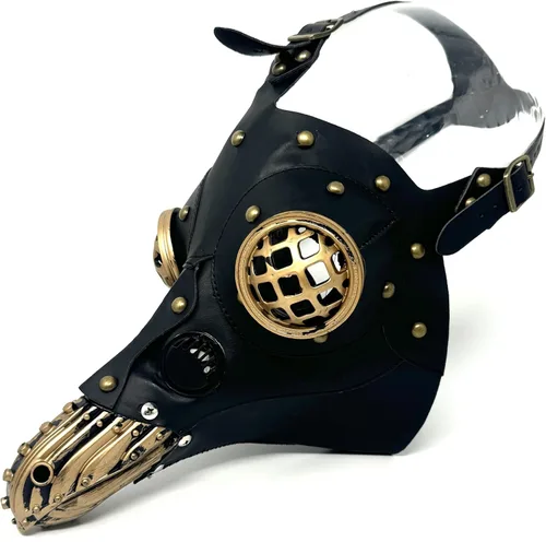 Vista 12 de Máscara de médico de la peste steampunk máscara de nariz larga para disfraz de Halloween, fiesta de cosplay