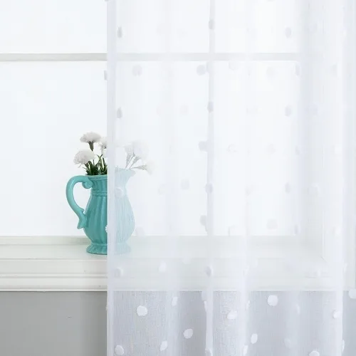 Vista 6 de KOUFALL Pom Pom Cortinas transparentes de puntos