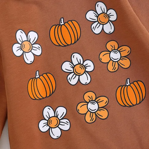 Vista 70 de Ropa de Halloween para bebé niña, sudadera con estampado de calabaza, mameluco de burbujas, lindo traje de Acción de Gracias de otoño