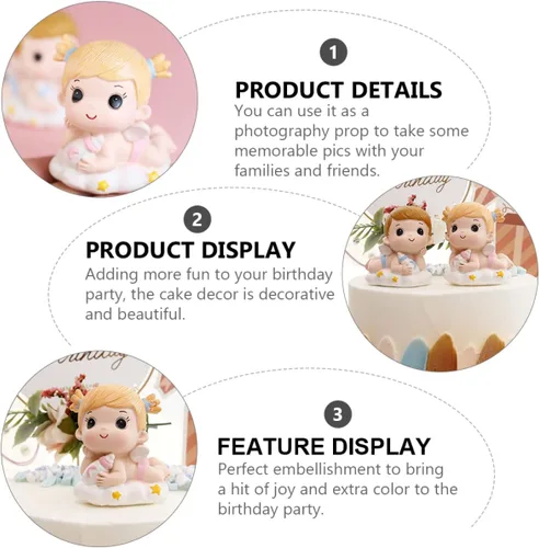 Vista 2 de UPKOCH Boy& Day Supplies - Decoración para tartas para niños, niñas interesantes y elegantes, para cumpleaños, biberón para niños, pareja, diseño