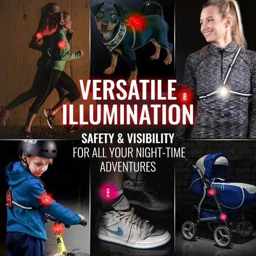 Vista 5 de Avanto Luz de Pecho con (2) Luces de Seguridad LED de Clip para Paseos de Perro, Caminatas Nocturnas, Ciclismo Equipo Reflectante para Caminatas