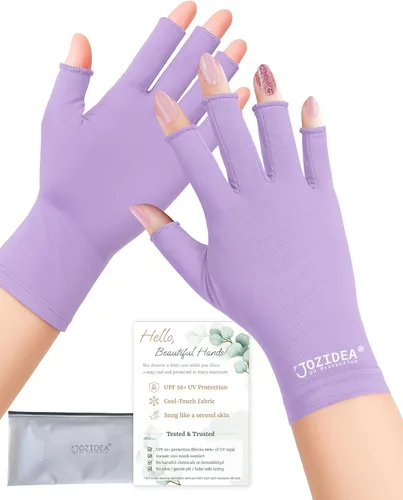 Vista 8 de Guantes UV para manicura de gel, opción de 2 tamaños para manos regulares/pequeñas, guantes sin dedos UPF50+ anti sol y luz UV