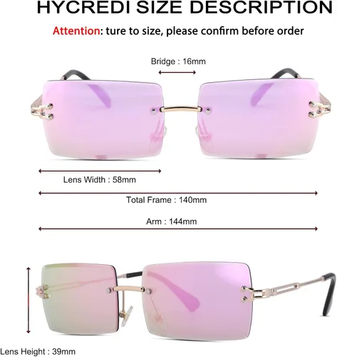 Vista 5 de Gafas de sol rectangulares para hombres/mujeres, gafas de sol pequeñas sin montura cuadrada