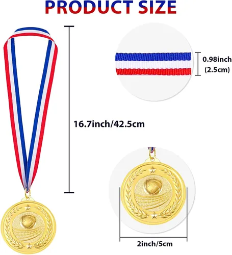 Vista 2 de Caydo 12 medallas deportivas de metal dorado para premios para niños y adultos, recuerdos para juegos deportivos, fiestas de 2 pulgadas
