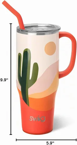 Vista 8 de Swig Life 40oz Insulated Mega Mug with Handle & Straw, Boho Desert DESIERTO BOHO