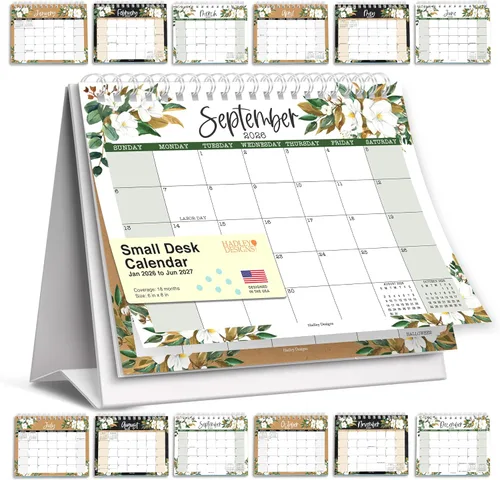 Vista 9 de Small Desk Calendar 2027 Standing Flip - 2027 Desk Calendar Small 2027-2028 Colorful Pastel