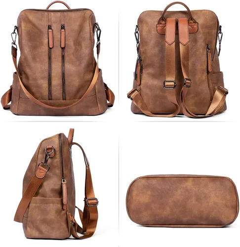 Vista 6 de CLUCI - Mochila de cuero para mujer, convertible, grande, para viajar, de diseñadora, moda, casual, bolso de hombro universitario