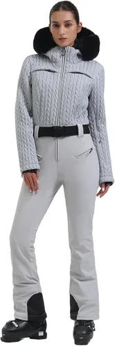 Vista 51 de GSOU SNOW Traje de esquí para mujer, traje de nieve delgado de una pieza, chaqueta de nieve, impermeable, resistente al viento, deportes al aire