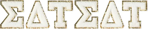 Vista 6 de Sorority Shop Sigma Delta Tau - Adhesivos de letras de chenilla, parte trasera adhesiva, juego de 3 letras griegas
