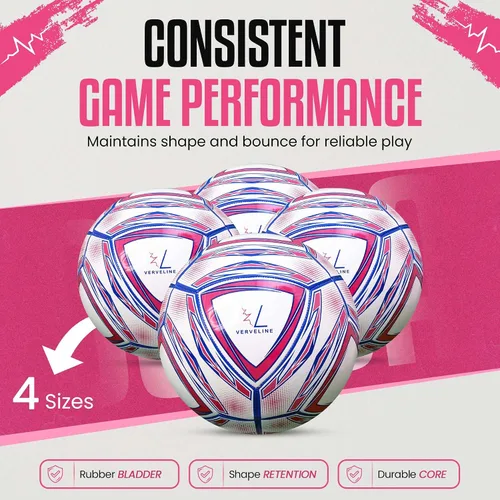 Vista 8 de Soccer Ball Size 4 for Youth & Adult Azul y rosa