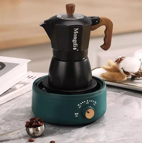 Vista 3 de Estufa eléctrica de 500 W, mini calentador eléctrico de 4.33 pulgadas, máquina de té de vidrio, quemador de platos calientes, estufa de encimera