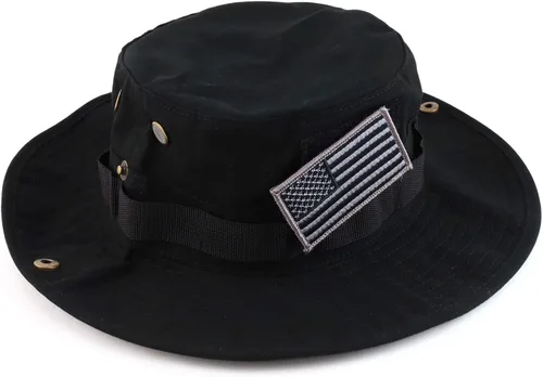 Vista 4 de Armycrew - Gorra con cierre de gancho y lazo con bandera militar americana con correa para la barbilla
