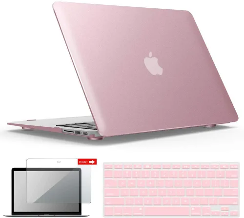 Vista 11 de iBenzer Carcasa rígida de plástico con superficie suave 3 en 1 y cubierta para teclado y protector de visualización para MacBook Air, Negro