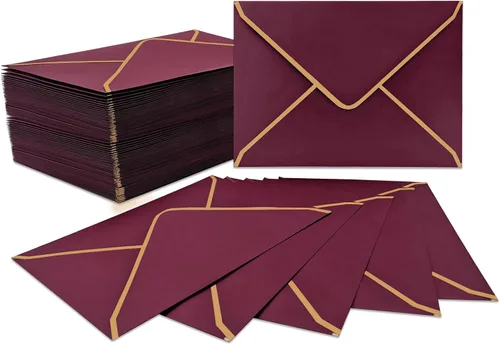 Vista 11 de 50 sobres de invitación de lujo, sobres negros de 5 x 7 pulgadas para boda, graduación