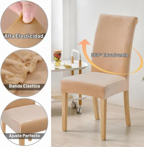 Vista 4 de Smiry - Fundas de terciopelo elásticas para sillas de comedor, juego de 2, ajuste suave, extraíbles, lavables, protector de silla de cocina Parsons
