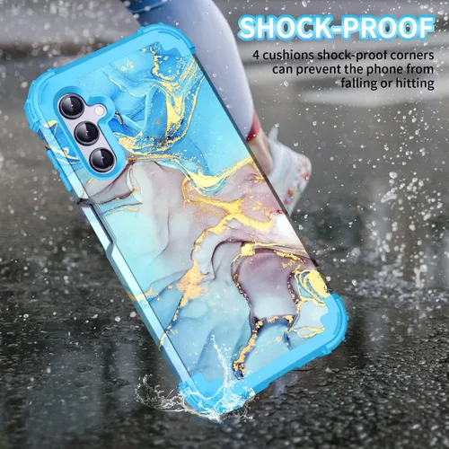 Vista 3 de Funda para Galaxy A15, tres capas de plástico duro resistente a prueba de golpes y silicona suave híbrida contra caídas para niñas y mujeres, funda