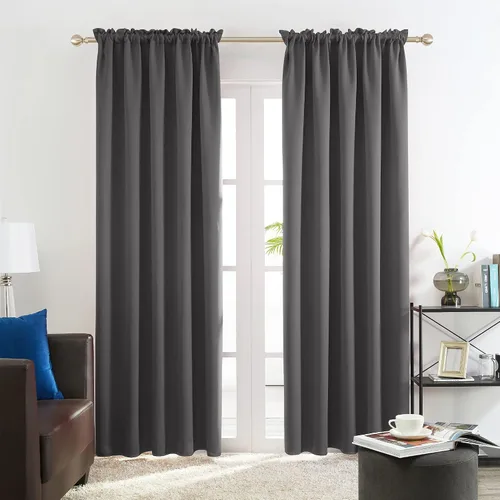 Vista 141 de Deconovo Cortinas opacas, aislamiento térmico, dobladillo para barra, reducción de ruido, certificado Oeko-TEX, cortinas de oscurecimiento
