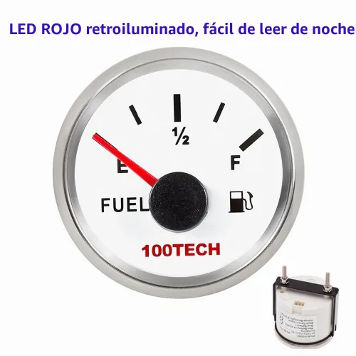 Vista 4 de 100TECH - Medidor de combustible marino de 0-30 ohmios, 2.047 in, 2-1/16, color blanco