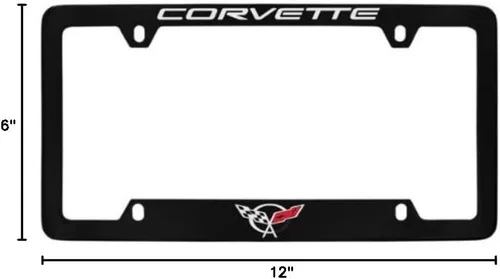 Vista 4 de Chevrolet Corvette C5 - Marco de matrícula grabado con parte inferior de metal con revestimiento negro