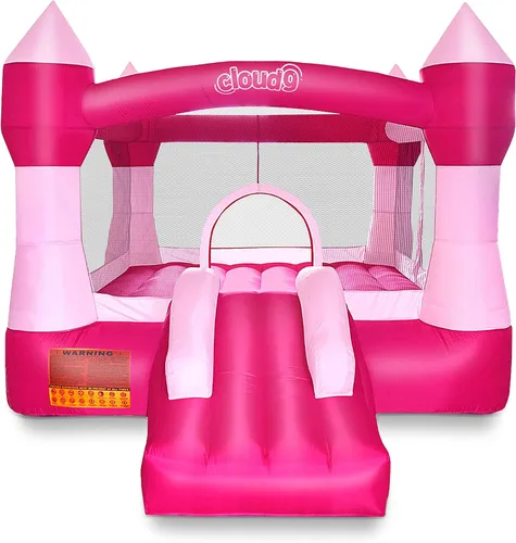 Vista 3 de Casa inflable de princesa Cloud 9, tema de castillo rosa
