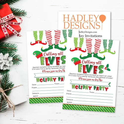 Vista 5 de Hadley Designs 25 invitaciones de fiesta de Navidad - Tarjetas de invitación de vacaciones premium para niños y adultos, invitaciones de fiesta