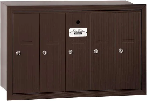 Vista 3 de Salsbury Industries Buzón vertical empotrado 3505ARU con 5 puertas y acceso USPS, aluminio