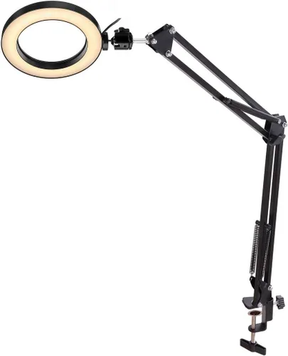 Vista 4 de Kit de luz de anillo de escritorio y pared, anillo de luz USB de 6 pulgadas con soporte de montaje para YouTube, tareas, manualidades, arquitecto