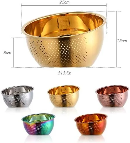 Vista 7 de Meisha - Cuenco de lavado de arroz, colador versátil 3 en 1 de acero inoxidable y colador de cocina con escurridor lateral para arroz, verduras