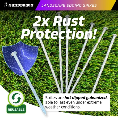 Vista 5 de Sandbaggy Estacas galvanizadas de 6 pulgadas para bordes de paisaje, clavos de paisaje en espiral, acero de calibre 7, ideales para suelos rocosos