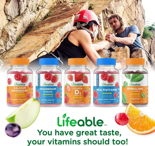 Vista 5 de Lifeable Paquete de gomitas de calcio con vitamina D + calcio y magnesio, gran sabor, suplemento vitamínico, sin gluten, sin OMG, masticables