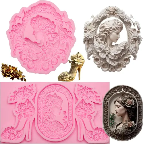 Vista 22 de Molde de fondant de silicona de voluta barroca para decoración de pasteles, 4.67x3.58 pulgadas Sin BPA, apto para lavavajillas, microondas, fácil
