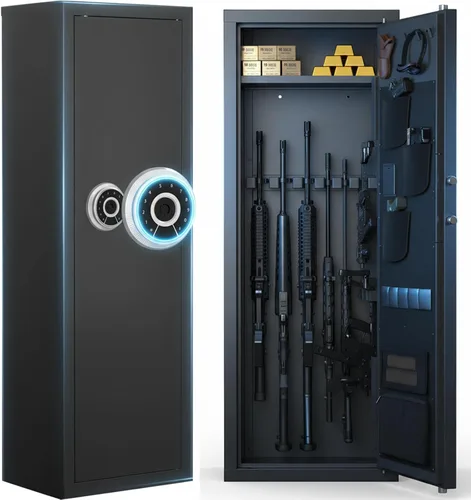 Vista 8 de Dawmilon 10-14 Gun Safe, Quick Access Rifle & Shotgun Cabinet with Digital Keypad, 3 Adjustable Gun Racks, Handgun Pockets, Secure Storage for Home