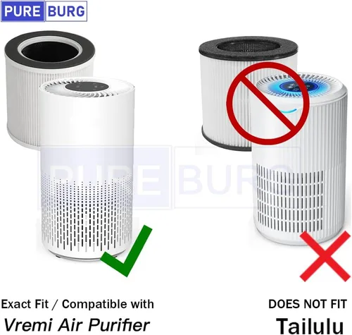 Vista 2 de PUREBURG Filtro de repuesto compatible con purificador de aire Vremi y HOKEKI VK-6067B, paquete de 2 unidades de limpieza de aire de carbón activado