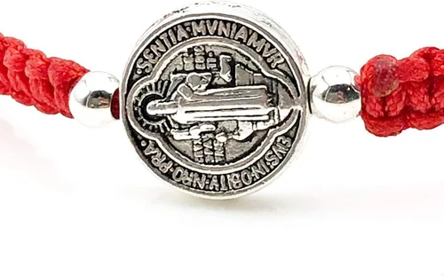Vista 5 de St Benedict Medal Adjustable Red String Protection Bracelet for Mens Pulsera San Benito para Hombre